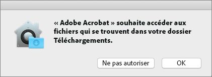 Boîte de dialogue d’autorisation Mac Catalina