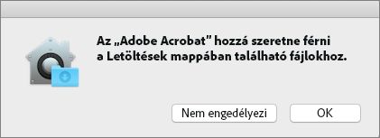 A Mac Catalina engedélyek párbeszédpanele