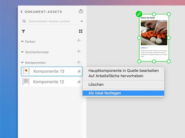 Verknüpfte Elemente in lokale Elemente konvertieren