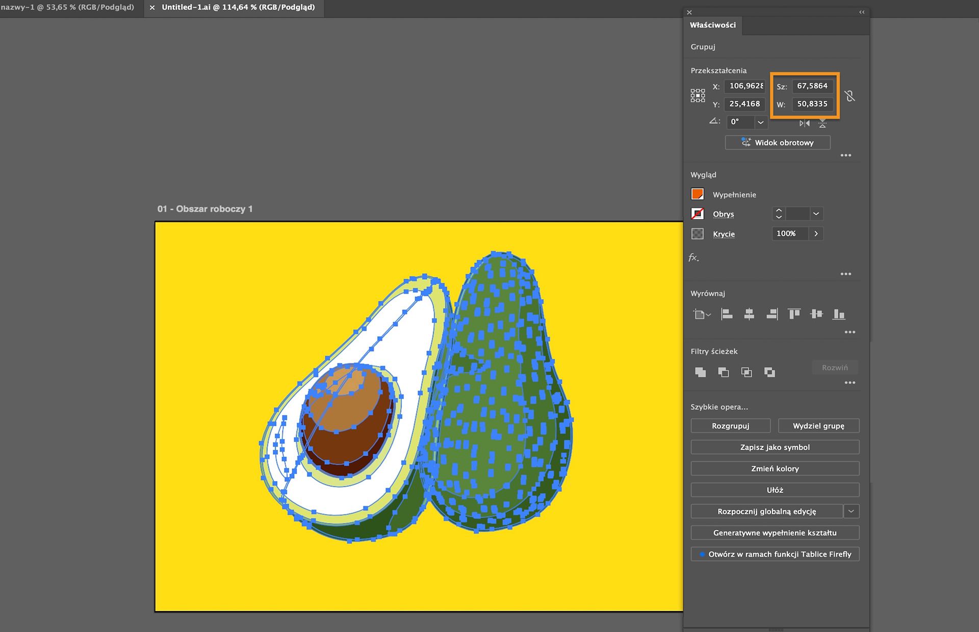 Przestrzeń robocza programu Adobe Illustrator