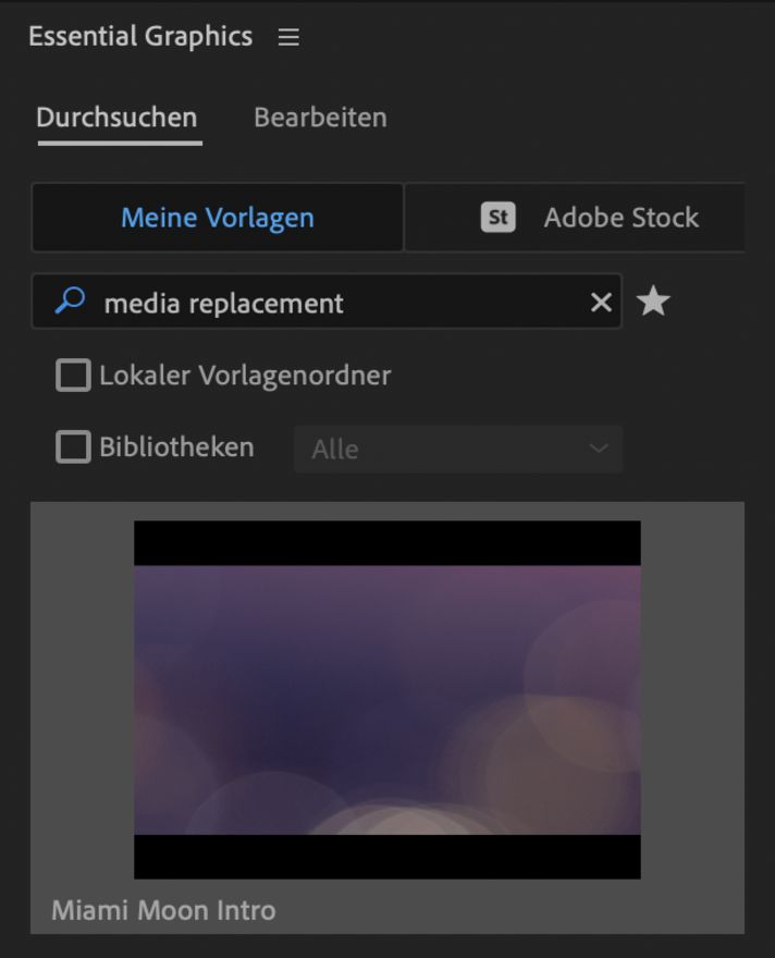 Suchen nach einer Medienersetzungs-Animationsvorlage