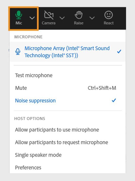Access and manage microphone settings in the room