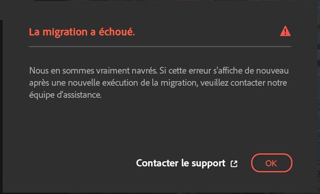 La migration a échoué