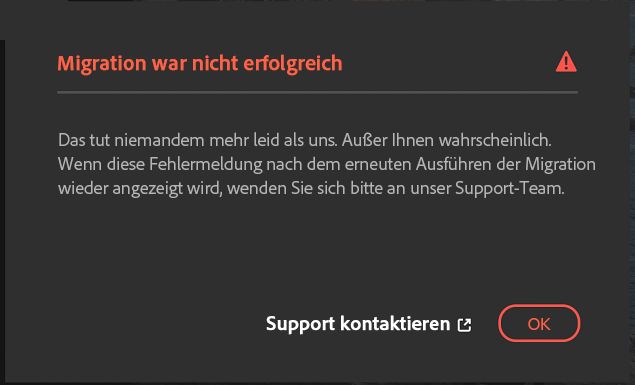 Migration war nicht erfolgreich