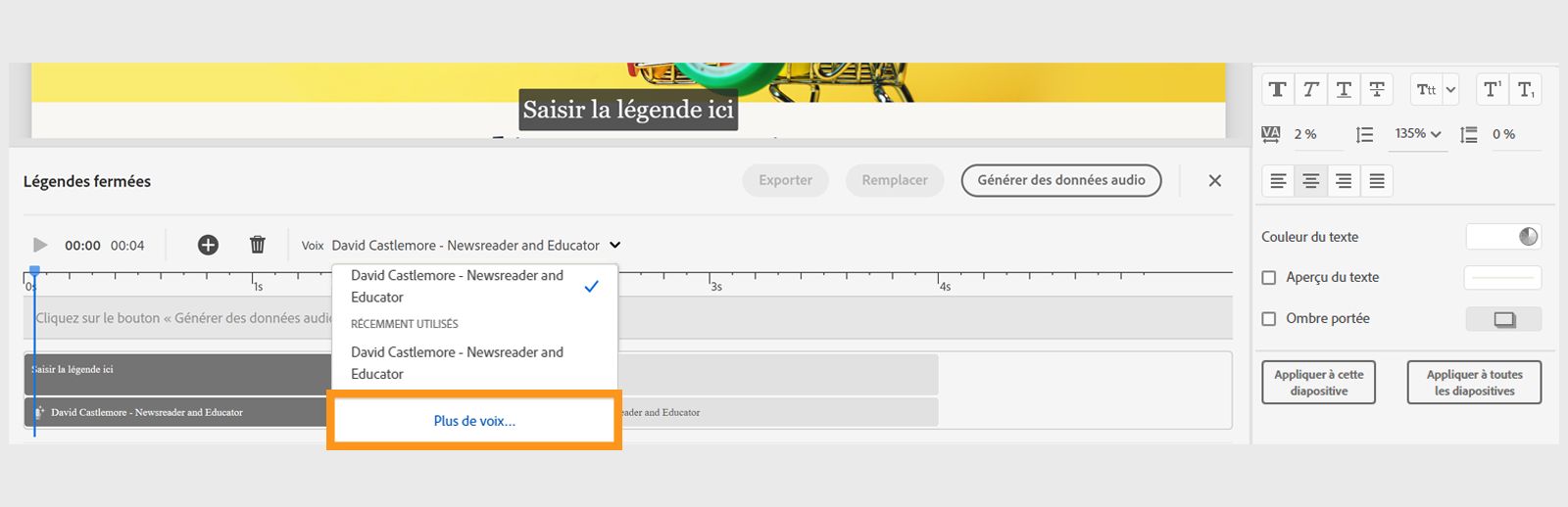 Ajout de voix supplémentaires aux sous-titres