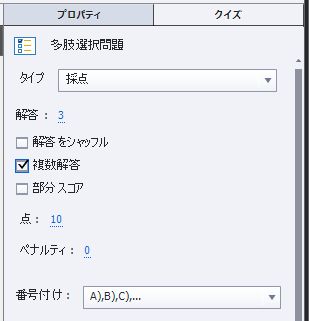 多肢選択問題のプロパティ