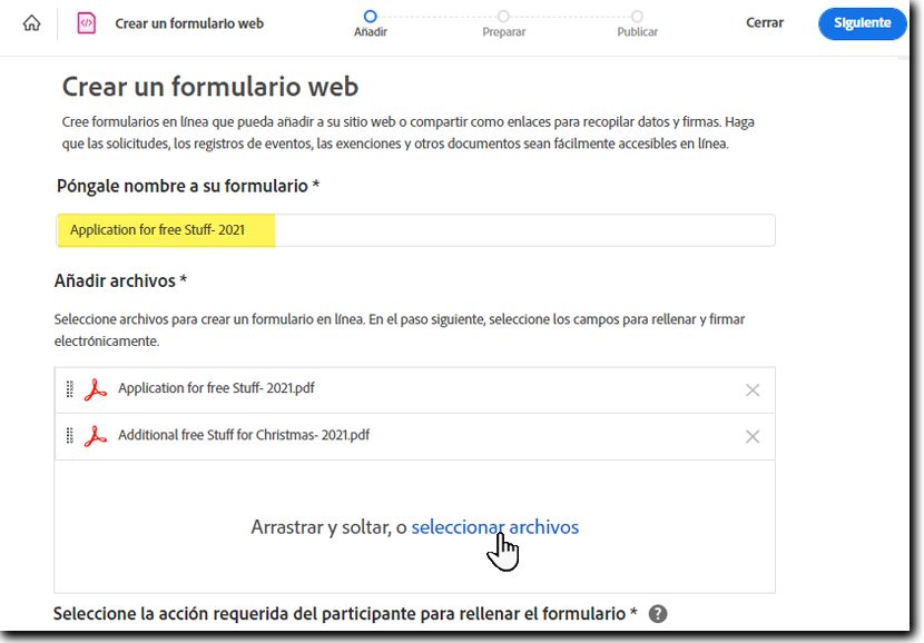 Agregar archivos de formulario.