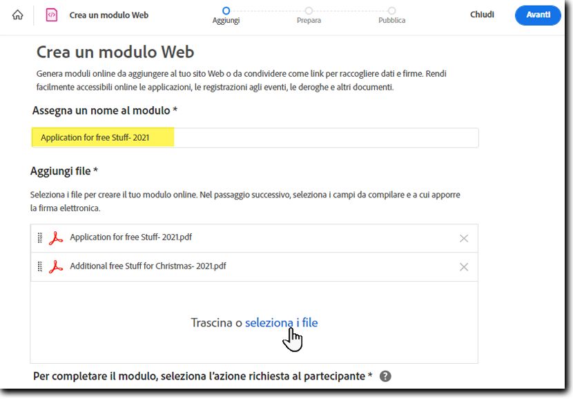 Aggiungere i file del modulo