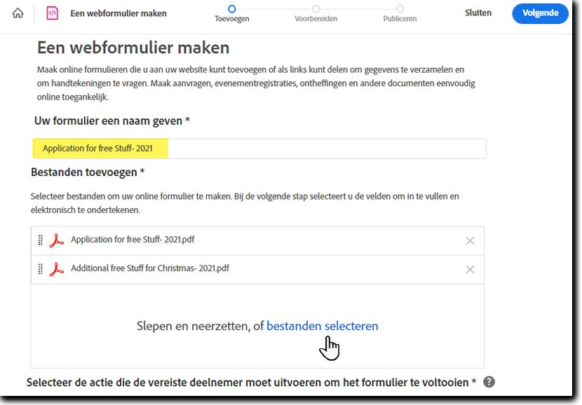 Formulierbestanden toevoegen