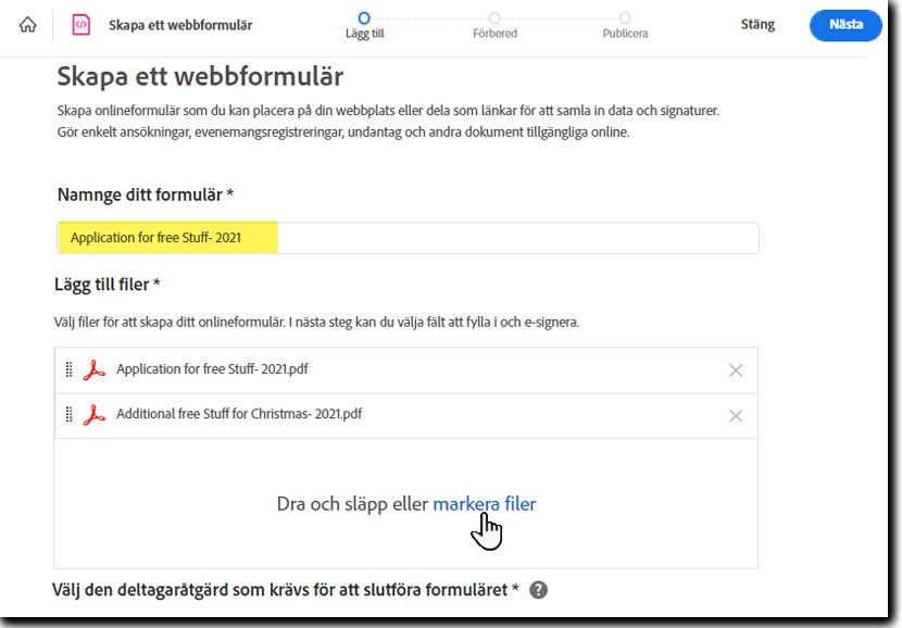 Lägga till formulärfiler