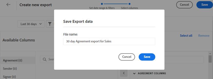 Asigne un nombre a la exportación para la lista de filtros