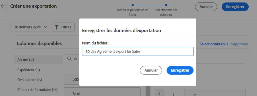 Attribution d’un nom pour l’exportation de votre liste de filtres