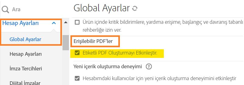 Erişilebilir pdf kontrollerine gitme