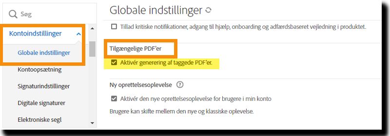 Gå til de tilgængelige pdf-kontroller