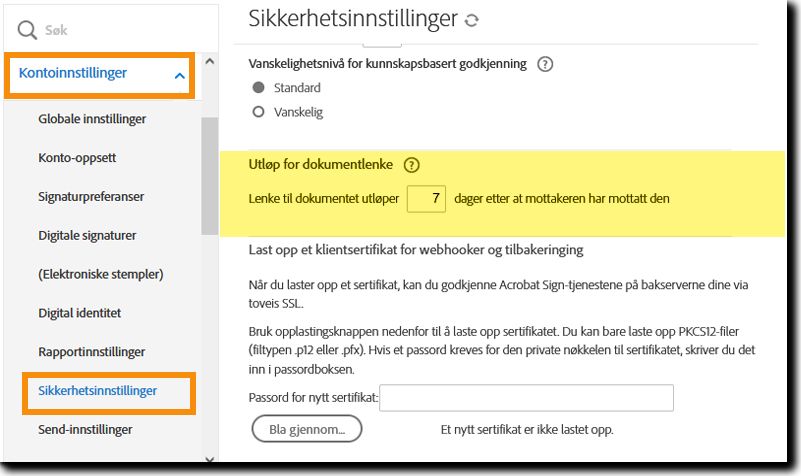 Kontroller for å konfigurere utløpstiden for offentlige URL-er