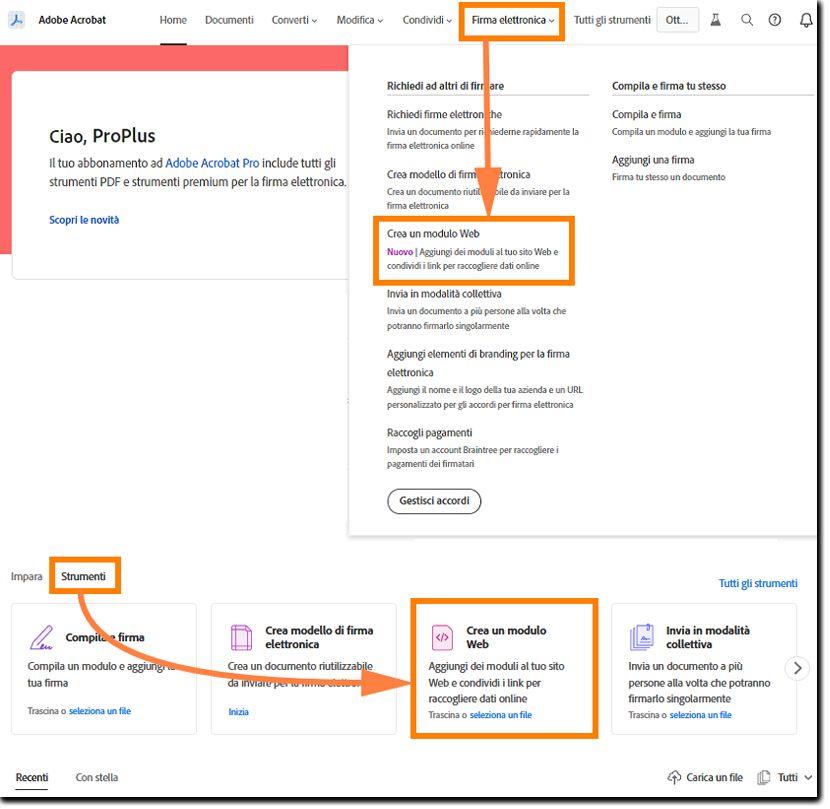 Scegliere Crea un modulo Web