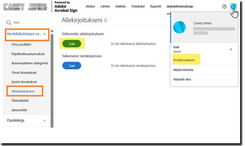Allekirjoituksen luominen