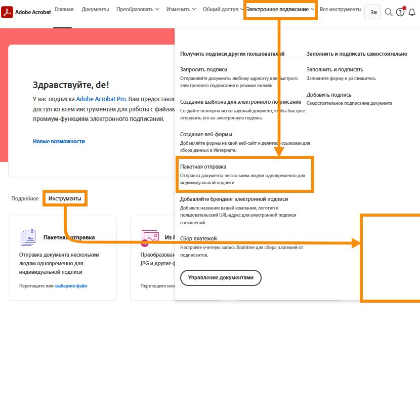 Параметры инструмента «Пакетная отправка»