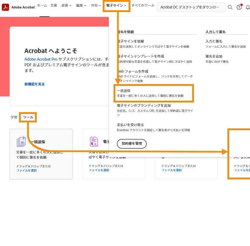 一括送信ツールオプション