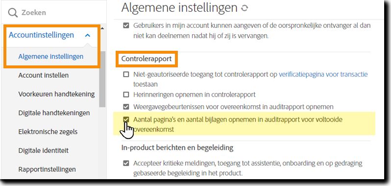 Ga naar het gedeelte Controlerapport van Algemene instellingen