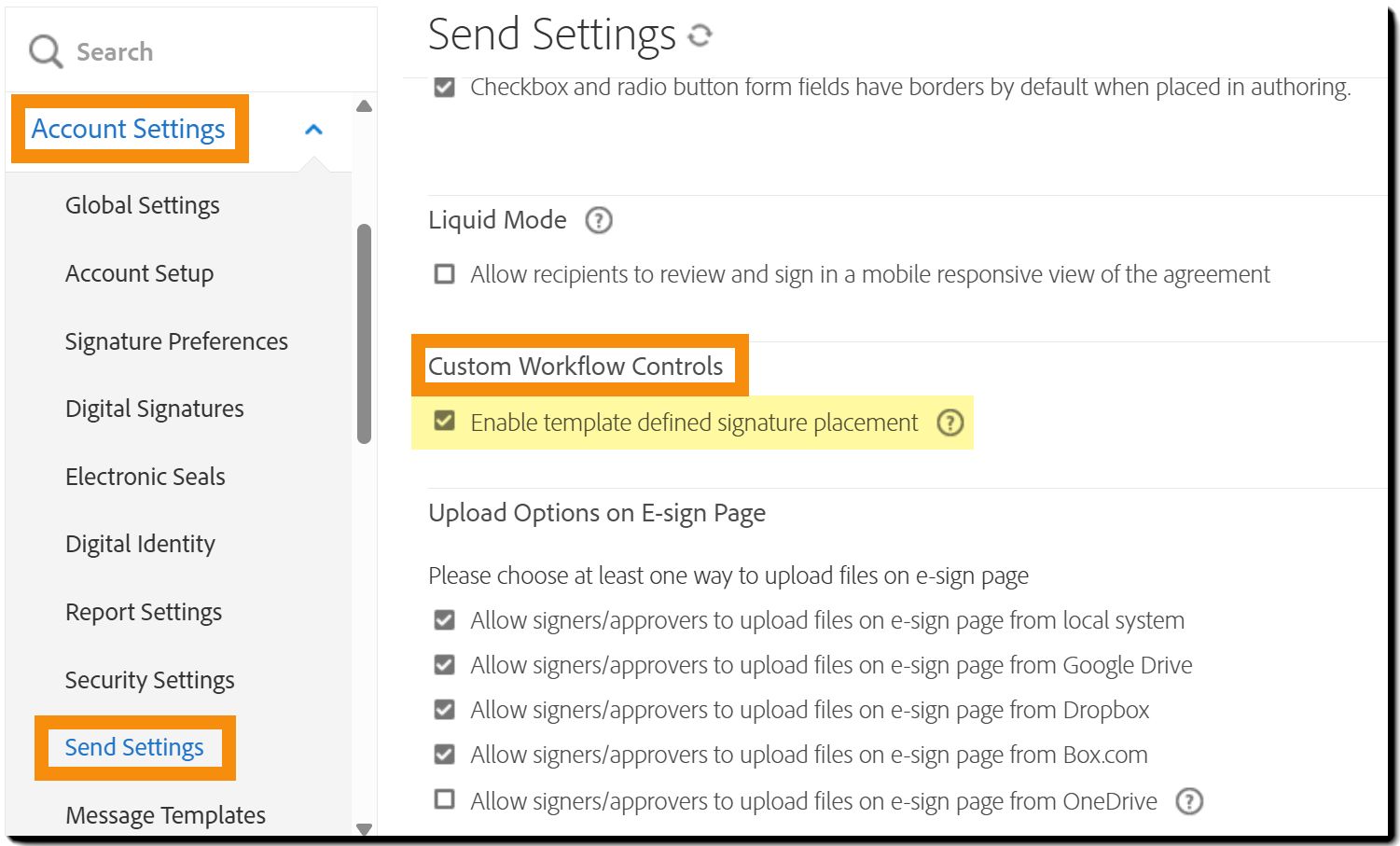 Workflows configureren voor het gebruik van sjabloongedefinieerde plaatsing van handtekeningen