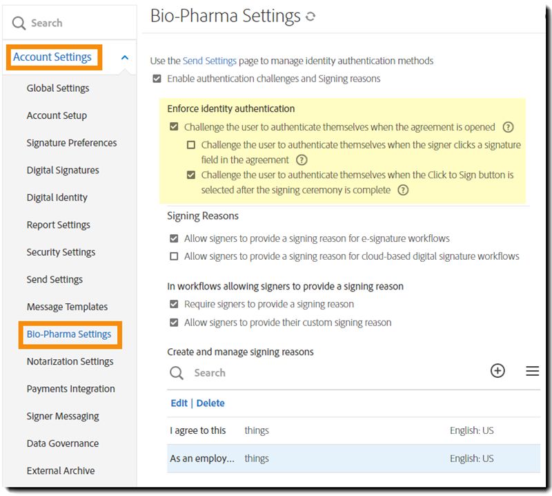 Navigeer naar de besturingselementen voor afgedwongen identiteitsverificatie op het tabblad Bio-Pharma