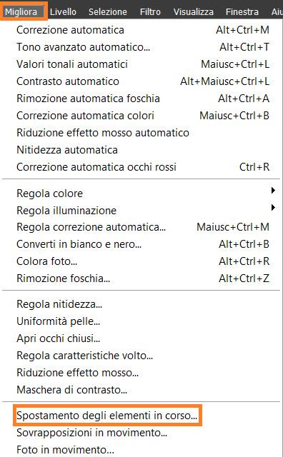 Spostamento degli elementi 