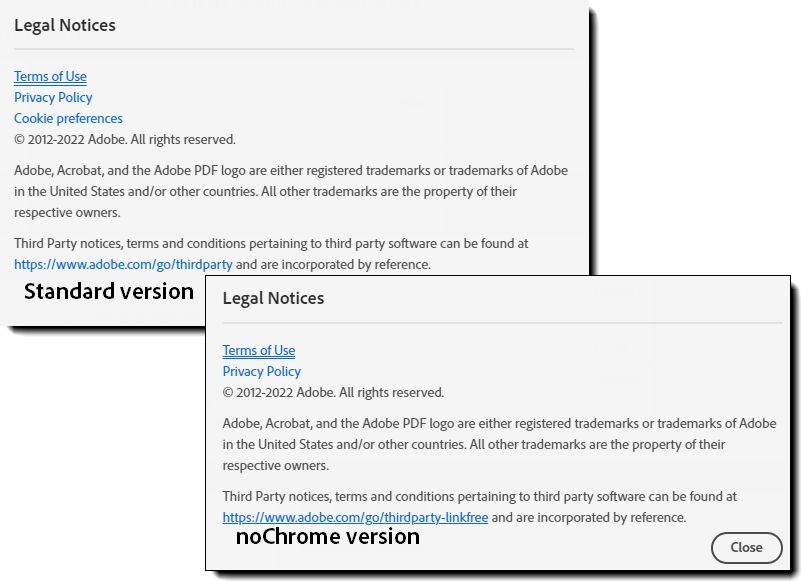 外部リンクを含まない Chrome 以外の法律上の注意