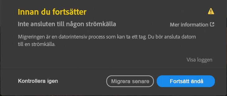 Inte ansluten till någon strömkälla