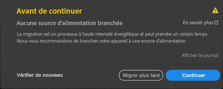 Aucune source d’alimentation branchée