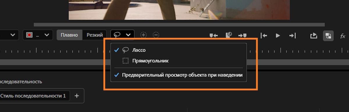 Инструменты «Прямоугольник» и «Лассо» выделены для помощи в выделении объектов, а функция предварительного просмотра при наведении включена для более быстрого и точного выделения в мониторе программы.