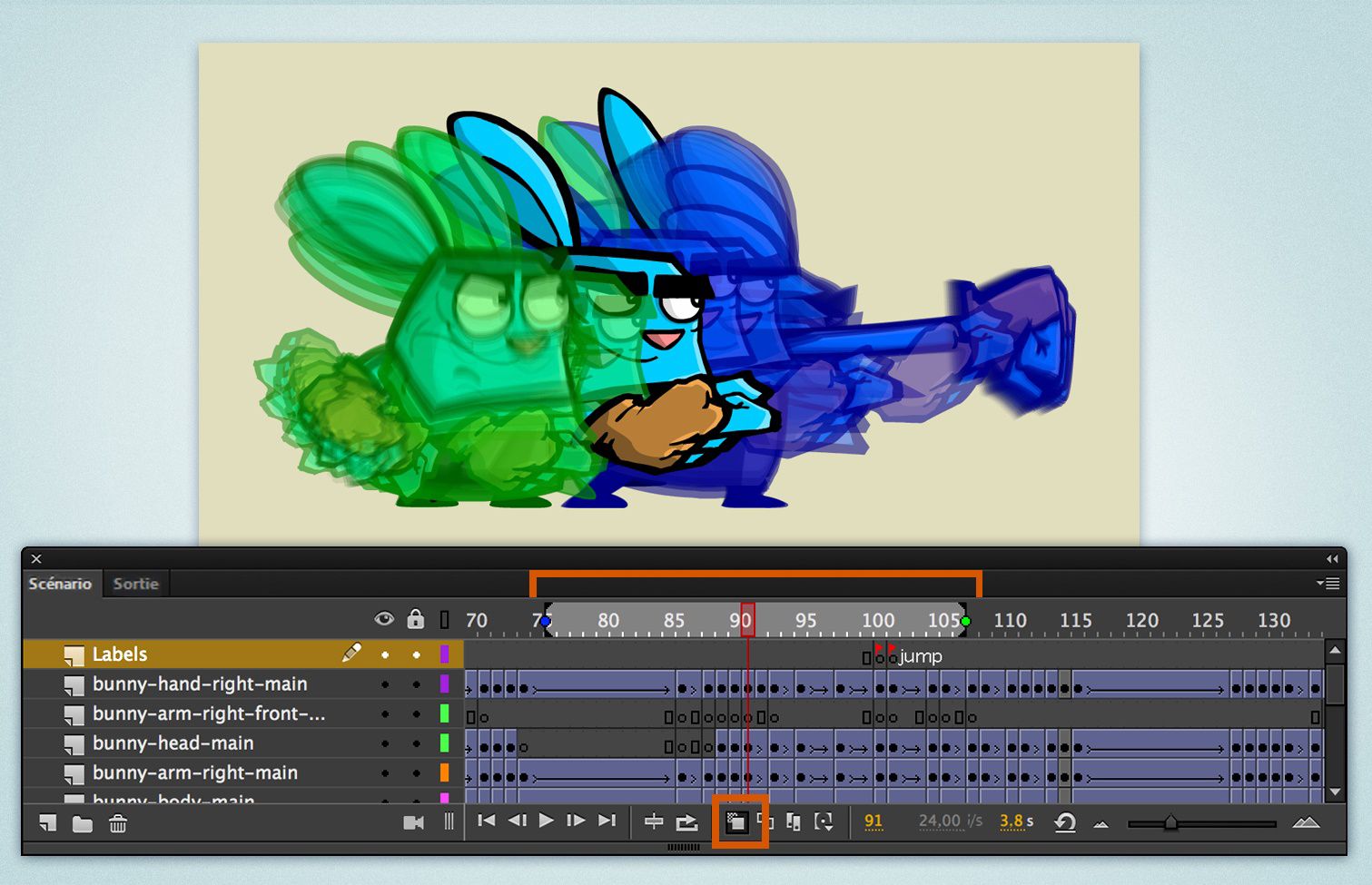 Pelure d’oignon dans Animate CC