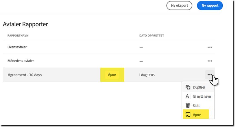 Åpne rapport