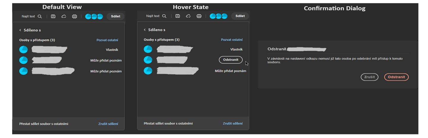 Vlastník sdíleného souboru může nyní odebrat spolupracovníky
