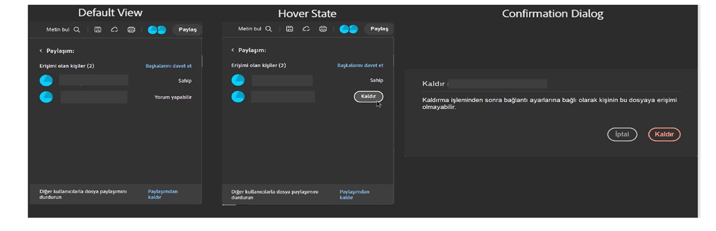 Paylaşılan bir dosyanın sahibi artık ortak çalışanları kaldırabilir