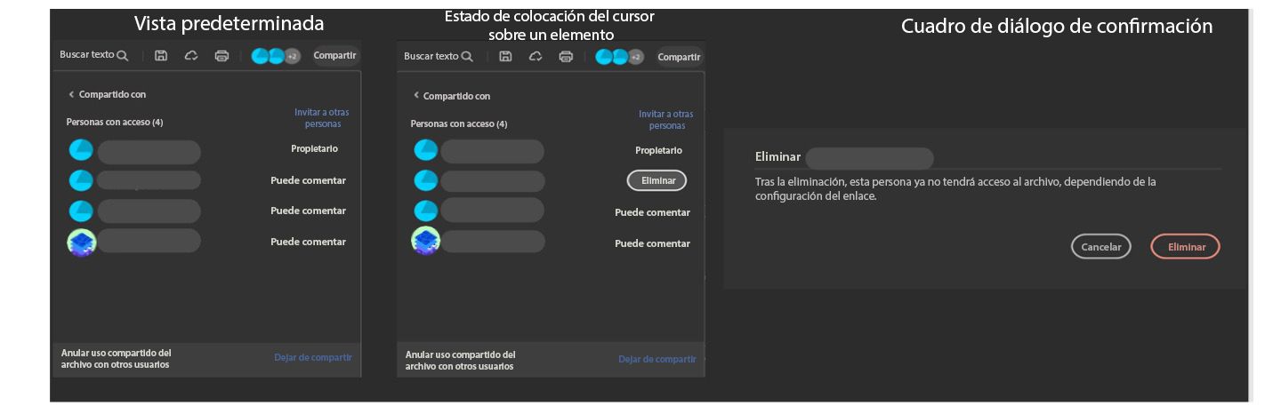 El propietario del archivo compartido puede eliminar ahora a los colaboradores