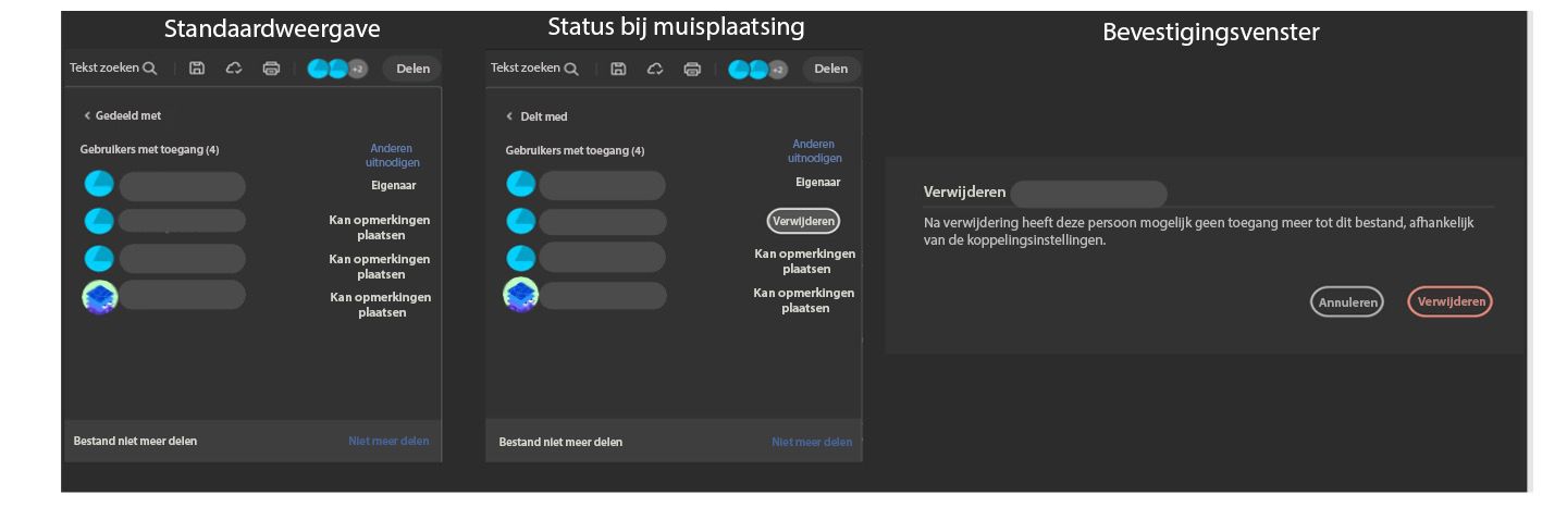 De eigenaar van een gedeeld bestand kan nu deelnemers verwijderen