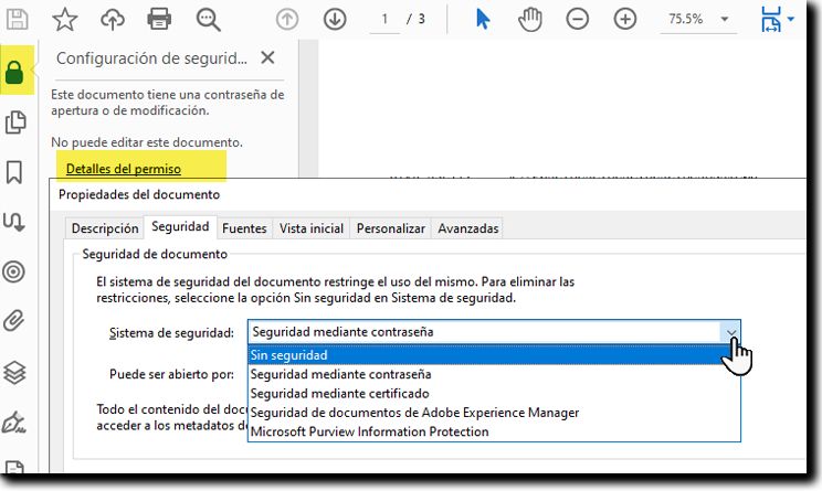 Modificar las propiedades del documento PDF