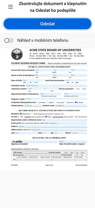 Mobilní prohlížeč se zobrazením souboru PDF.