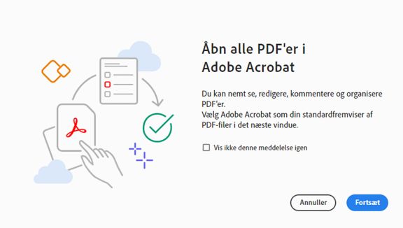 Angiv Acrobat som standardprogramkortet