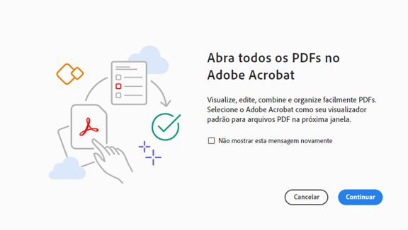 Cartão para definir o Acrobat como o aplicativo padrão