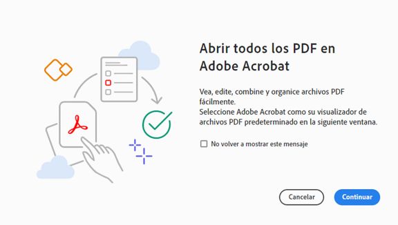 Definición de Acrobat como tarjeta predeterminada de la aplicación