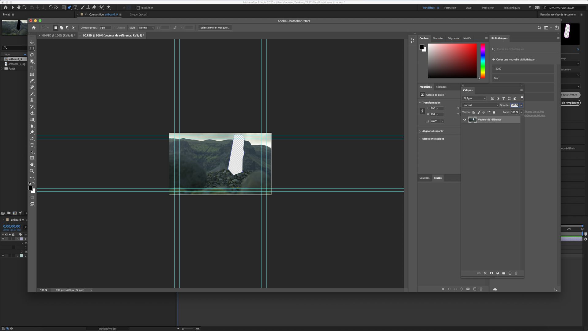 Ouverture du cadre de référence dans Photoshop