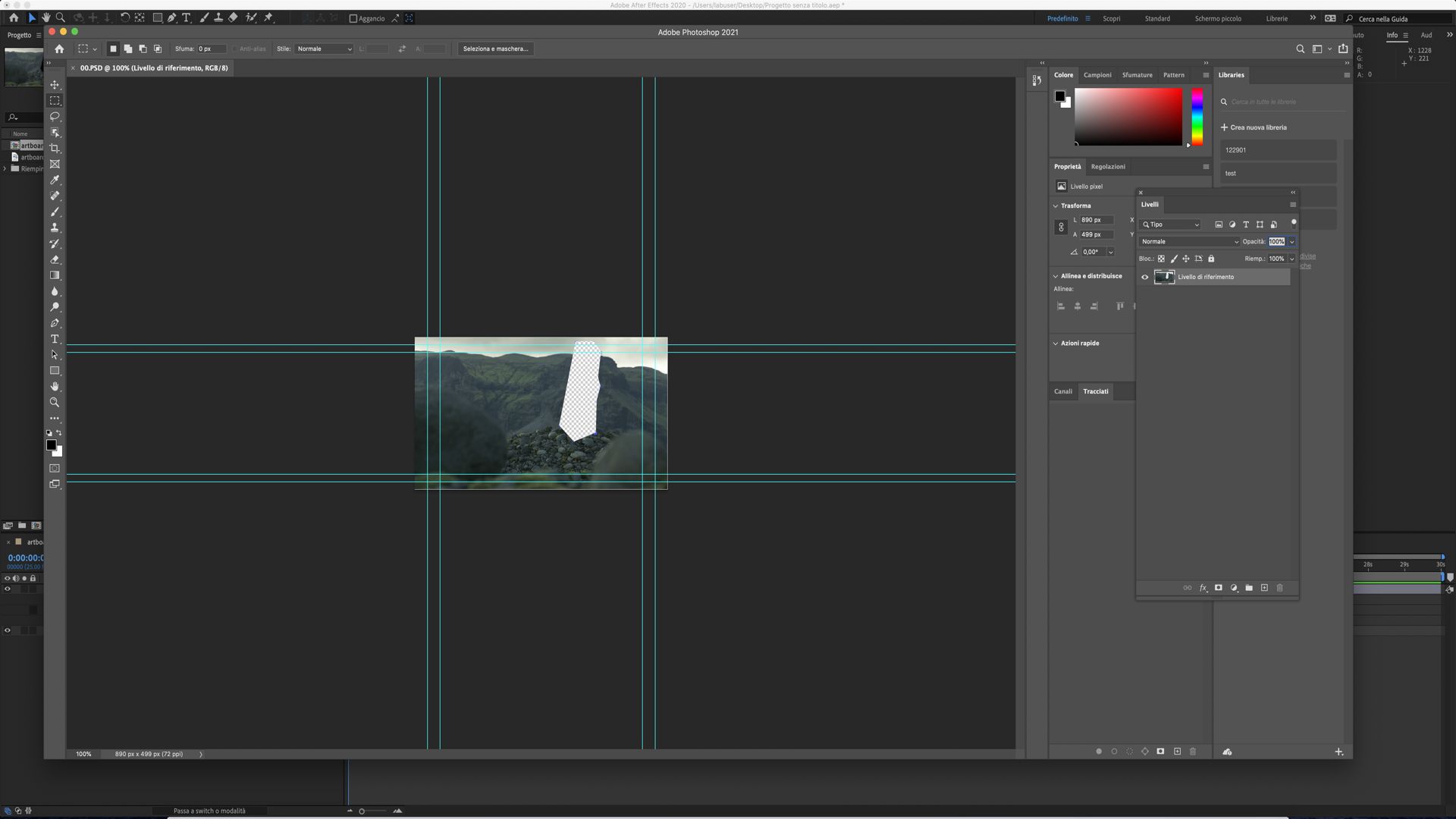 Fotogramma di riferimento aperto in Photoshop