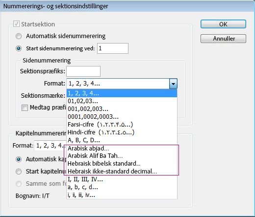 Nummerering af sider, afsnit og kapitler