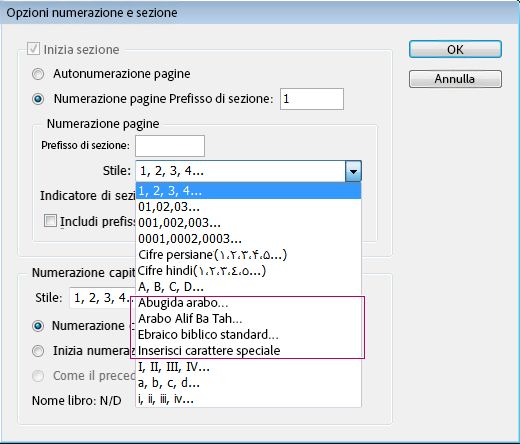 Numerazione di pagine, sezioni e capitoli