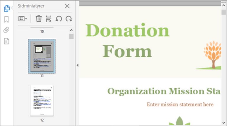 Sidvisningsruta i en sidminiatyr