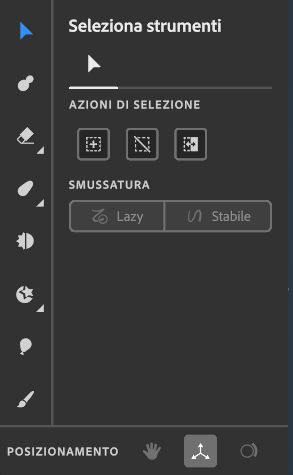 Un’immagine della Tavolozza con lo strumento Seleziona in dotazione.