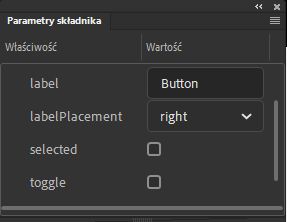 Panel Parametry składnika