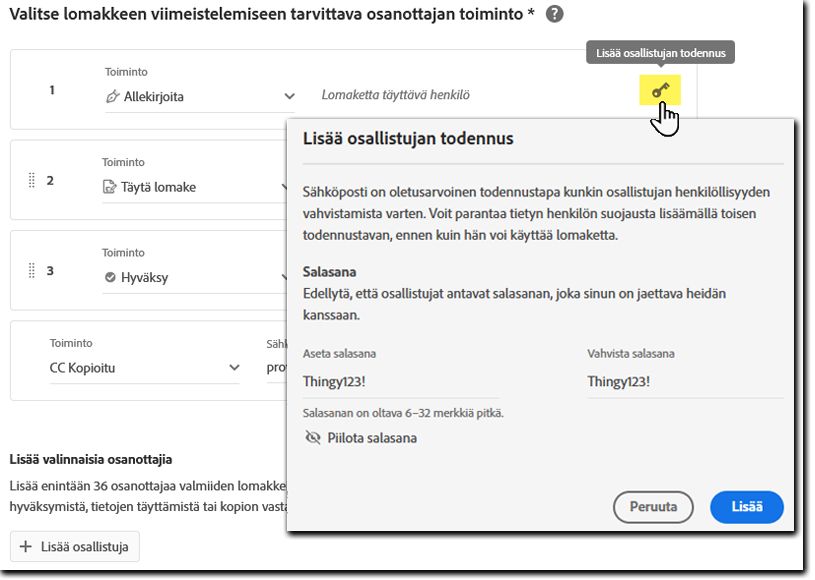 Määritä osallistujille valinnainen todennus